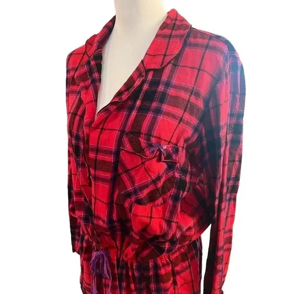 VICTORIA SECRET PLAID DRAWSTRING WAIST NIGHTGOWN SIZE LARGE - Picture 3 of 7